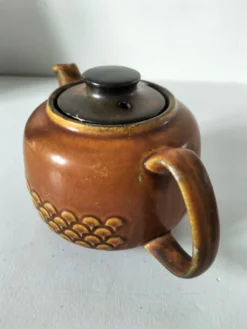 Théière vintage KW Feuerfest – grès brun années 60–70