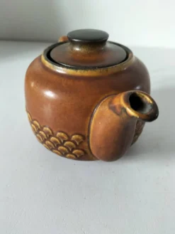 Théière vintage KW Feuerfest – grès brun années 60–70