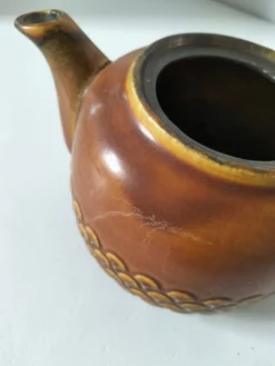 Théière vintage KW Feuerfest – grès brun années 60–70