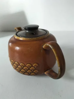 Théière vintage KW Feuerfest – grès brun années 60–70
