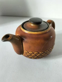 Théière vintage KW Feuerfest – grès brun années 60–70