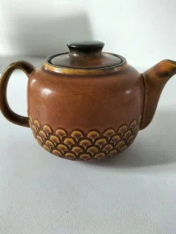 Théière vintage KW Feuerfest – grès brun années 60–70