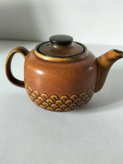 Théière vintage KW Feuerfest – grès brun années 60–70