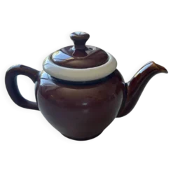 Théière vintage marron et crème