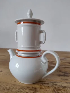 Tisanière cafetière vintage en porcelaine à feu de la Porcelaine d'Auteuil