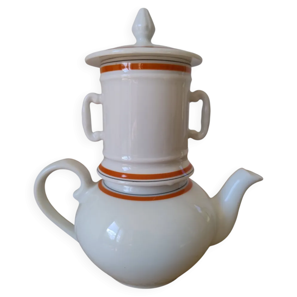 Tisanière cafetière vintage en porcelaine à feu de la Porcelaine d'Auteuil