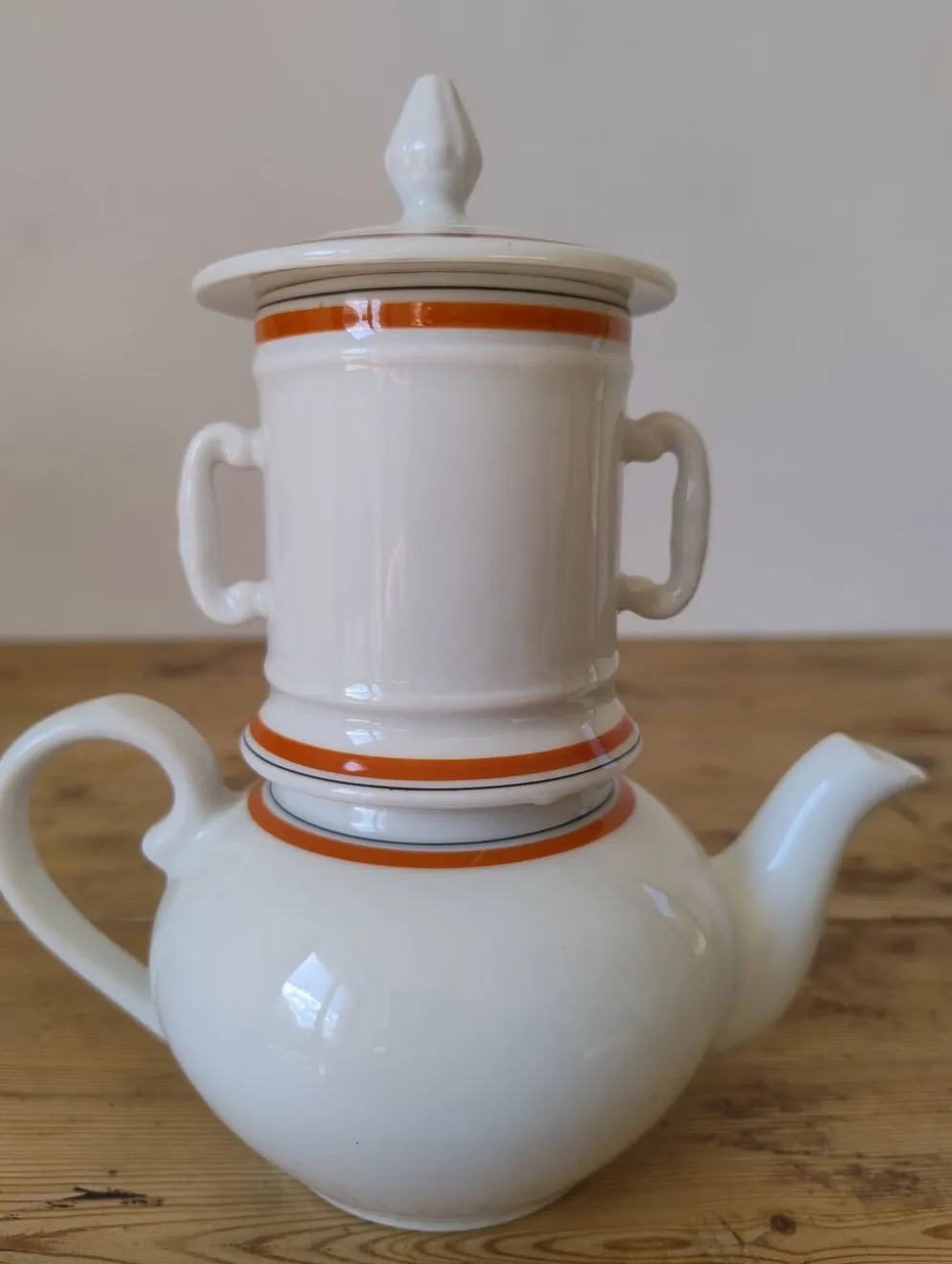 Tisanière cafetière vintage en porcelaine à feu de la Porcelaine d'Auteuil