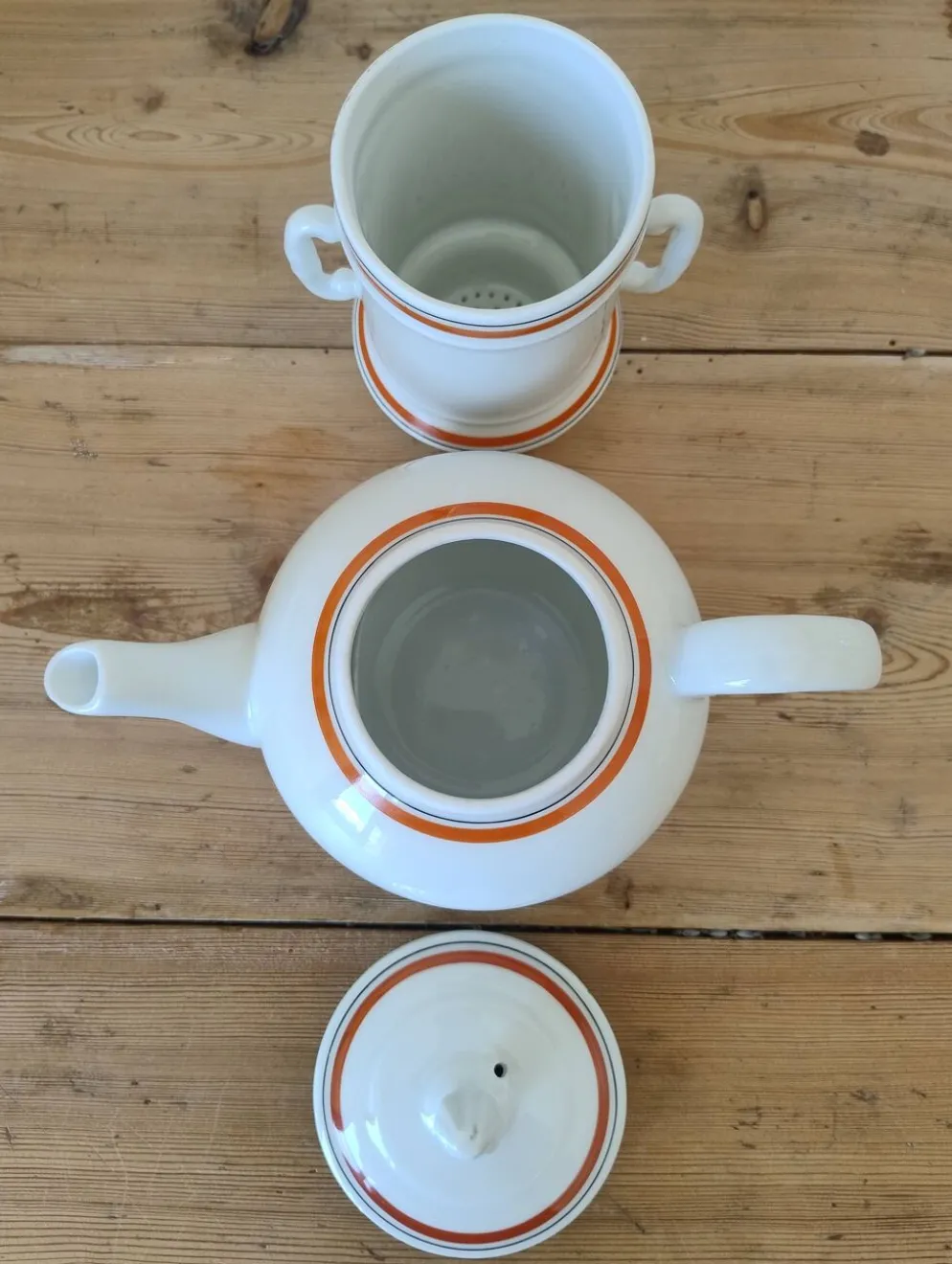 Tisanière cafetière vintage en porcelaine à feu de la Porcelaine d'Auteuil