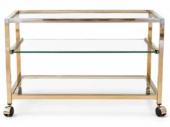 Titre Desserte Hollywood Regency chrome & verre – années 70
