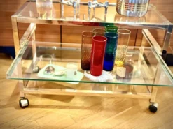 Titre Desserte Hollywood Regency chrome & verre – années 70
