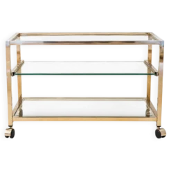 Titre Desserte Hollywood Regency chrome & verre – années 70