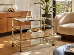 Titre Desserte Hollywood Regency chrome & verre – années 70