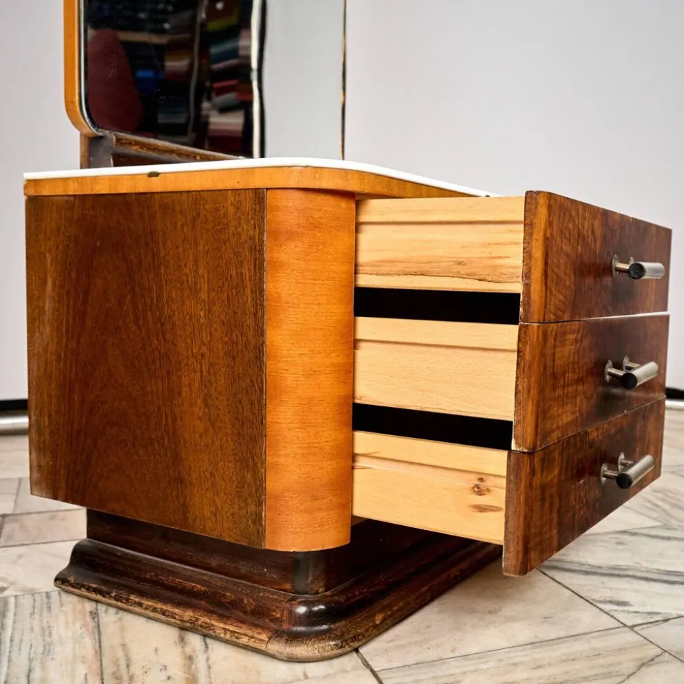 Toaletka vintage Art Déco, proj. Jindřich Halabala, années 40, Tchécoslovaquie