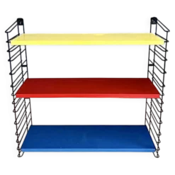 Tomado — Étagère murale vintage à 3 tablettes bleu, rouge & jaune
