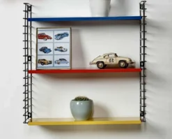 Tomado — Étagère murale vintage à 3 tablettes bleu, rouge & jaune