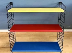 Tomado — Étagère murale vintage à 3 tablettes bleu, rouge & jaune