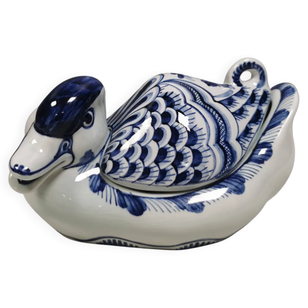 Tranquebar bonbonnière Duck, modèle 3043/1058, par Aluminia Danemark 1959