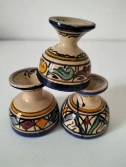 Trio coquetiers céramique Marocaine Fez estampillés