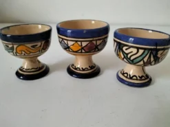 Trio coquetiers céramique Marocaine Fez estampillés