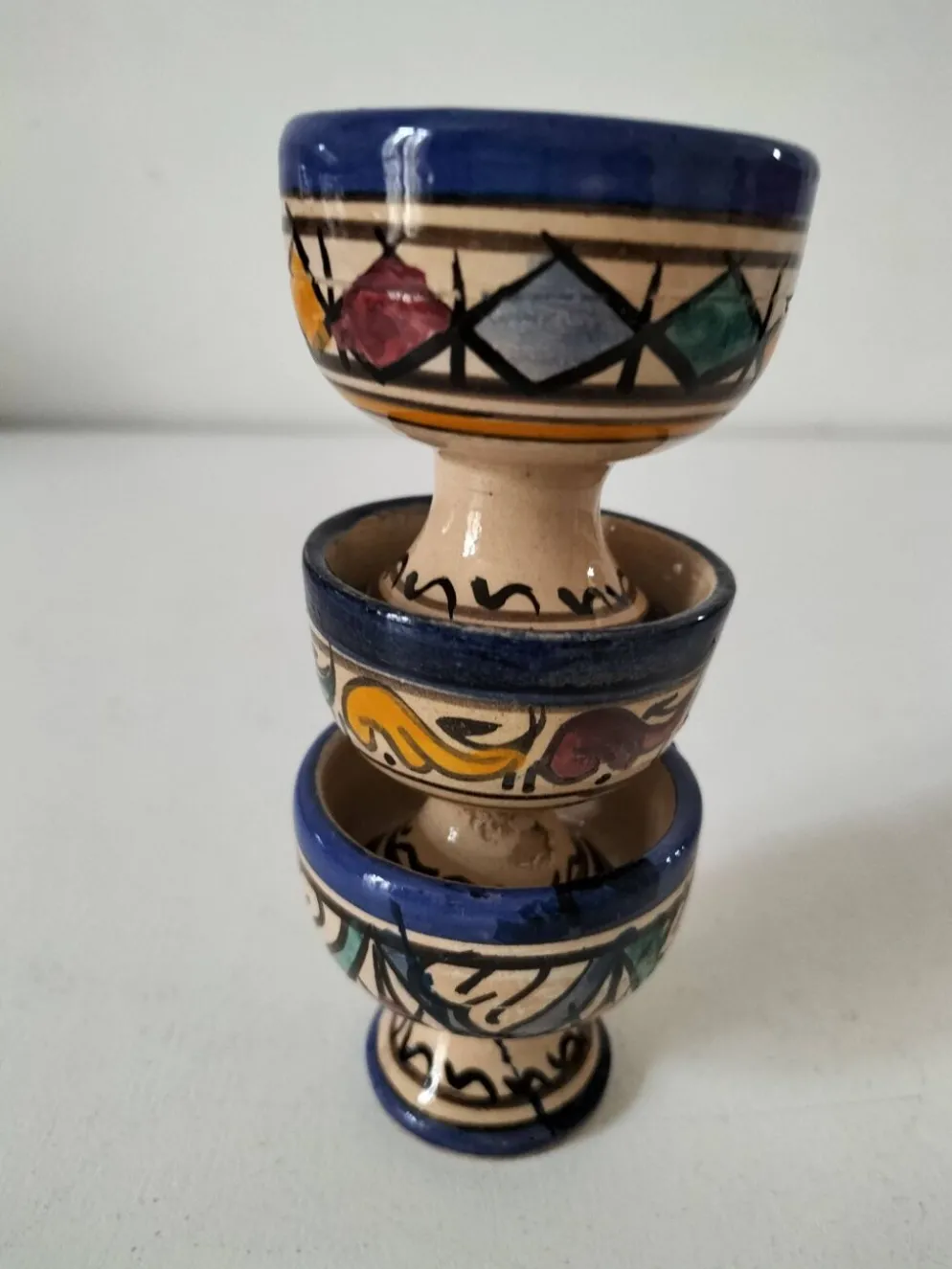 Trio coquetiers céramique Marocaine Fez estampillés
