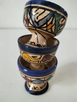Trio coquetiers céramique Marocaine Fez estampillés