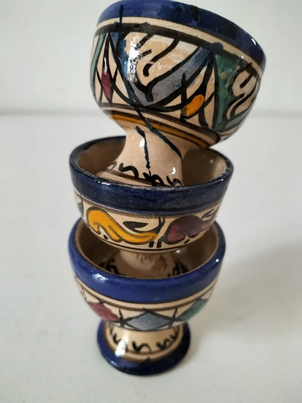 Trio coquetiers céramique Marocaine Fez estampillés