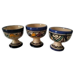 Trio coquetiers céramique Marocaine Fez estampillés