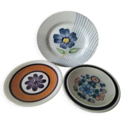 Trio d’assiettes vintage françaises – Gien, Lunéville & Digoin – Années 60/