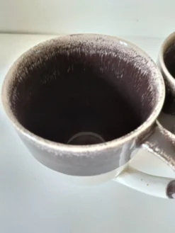 Trio de mugs bicolores grès émaillé esprit atelier café