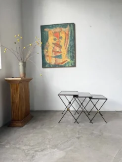 Trio de tables gigognes dans le goût de Jacques Adnet, années 50