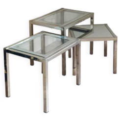 Trio de tables gigognes laiton entièrement restaurées