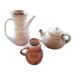 Trio de théières en grès artisanal