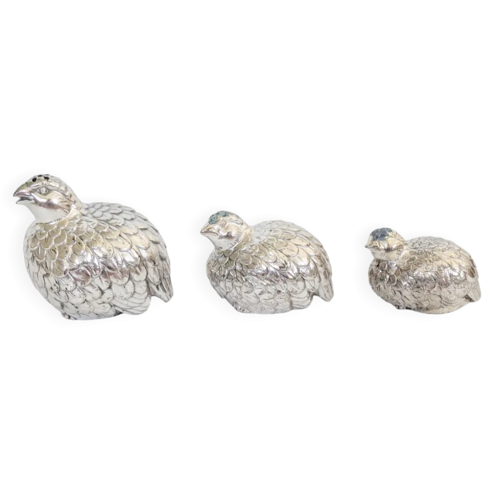Trio Saupoudreuses Cailles Argentées Vintage Style Gucci Hollywood Regency