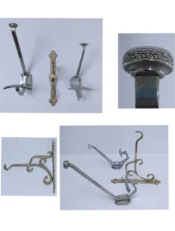 Trois patères laiton chrome aluminium début XXème
