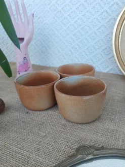 Trois ramequins en grès vernissé - vintage