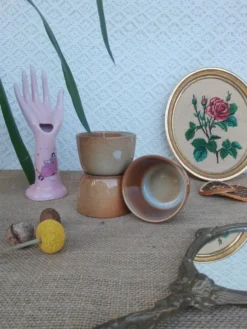 Trois ramequins en grès vernissé - vintage