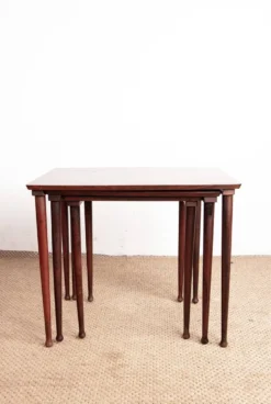 Trois tables Gigognes Danoise en Palissandre par Mobelintersia 1960.