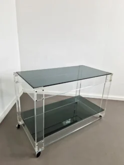 Trolley en lucite et verre fumé | Années 1970