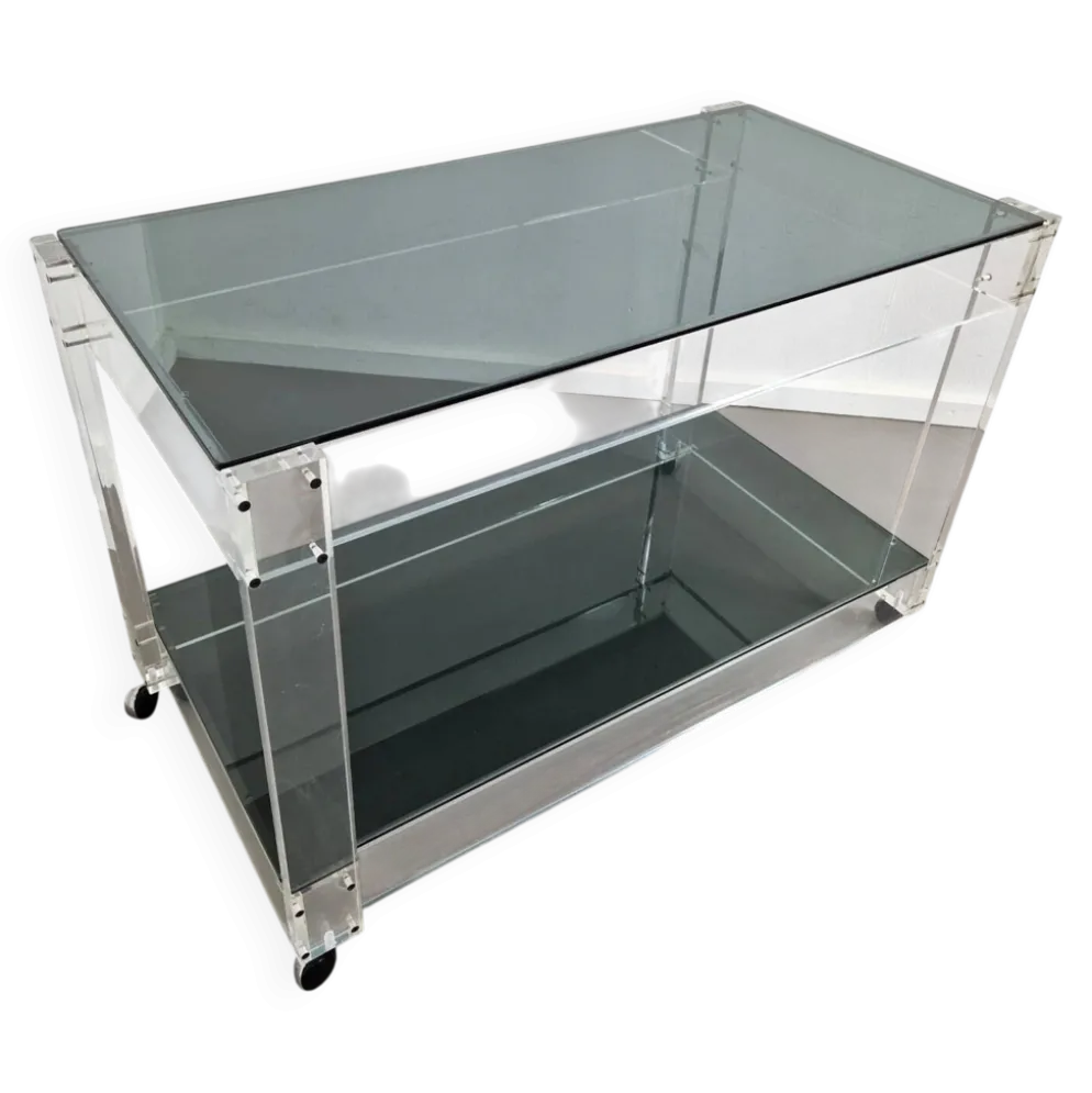 Trolley en lucite et verre fumé | Années 1970