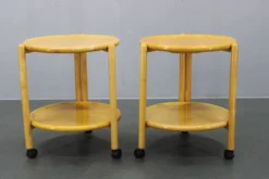 Trolley rond à deux niveaux en bouleau danois de Jens Quistgaard, Lazy Susan, années 1970.