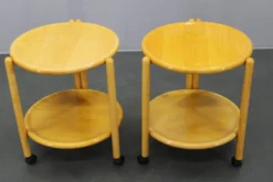 Trolley rond à deux niveaux en bouleau danois de Jens Quistgaard, Lazy Susan, années 1970.