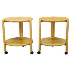 Trolley rond à deux niveaux en bouleau danois de Jens Quistgaard, Lazy Susan, années 1970.
