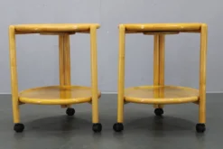 Trolley rond à deux niveaux en bouleau danois de Jens Quistgaard, Lazy Susan, années 1970.