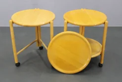 Trolley rond à deux niveaux en bouleau danois de Jens Quistgaard, Lazy Susan, années 1970.