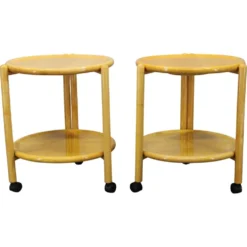 Trolley rond à deux niveaux en bouleau danois de Jens Quistgaard, Lazy Susan, années 1970.