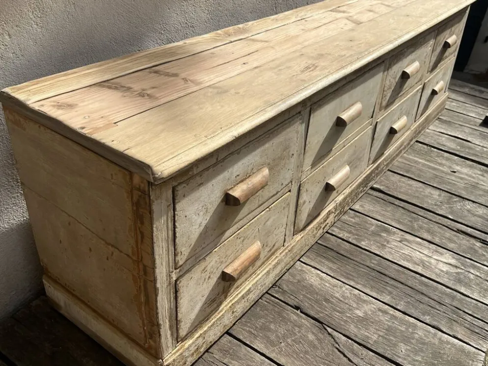 Très beau meuble de métier de magasin ancien avec 8 tiroirs