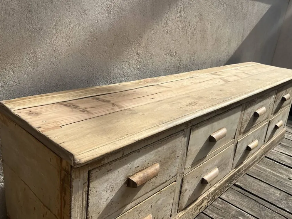 Très beau meuble de métier de magasin ancien avec 8 tiroirs