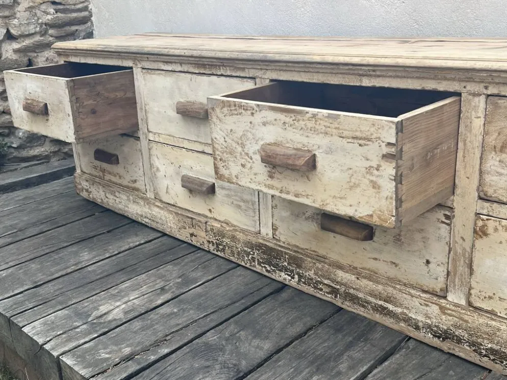 Très beau meuble de métier de magasin ancien avec 8 tiroirs