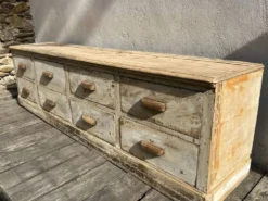 Très beau meuble de métier de magasin ancien avec 8 tiroirs