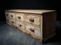 Très beau meuble de métier de magasin ancien avec 8 tiroirs